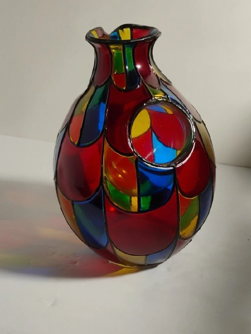 Vidrio Multicolor Stained Glass Style Decorative Wine Chiller Made In Mexico